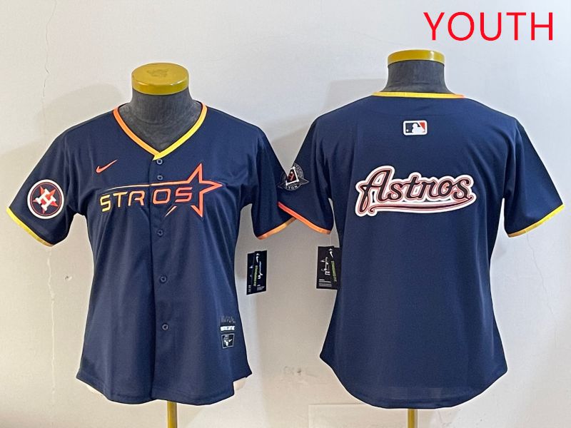 Youth Houston Astros Blank Drak Blue Three generations Joint Name 2025 Nike MLB Jersey style 18